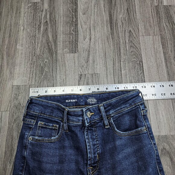Old Navy Jeans Womens 0 Blue High Rise Rockstar Super Skinny Raw Hem Ankle Denim - Picture 8 of 12